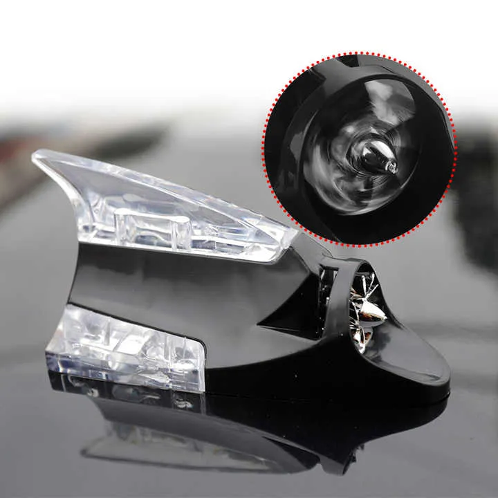 كشافات خلفية للسيارة تعمل على شكل زعانف شريط إضاءة أمامي للسيارة مزود بإضاءة LED Car Wind Wave Shark Fin Tail Light Taillight Antenna Power Tail Light Car Decoration Colorful LED Light