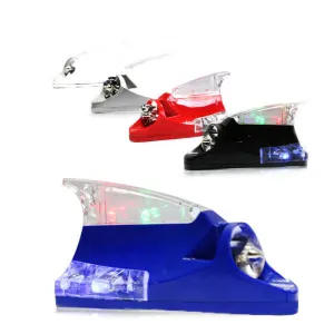 كشافات خلفية للسيارة تعمل على شكل زعانف شريط إضاءة أمامي للسيارة مزود بإضاءة LED Car Wind Wave Shark Fin Tail Light Taillight Antenna Power Tail Light Car Decoration Colorful LED Light