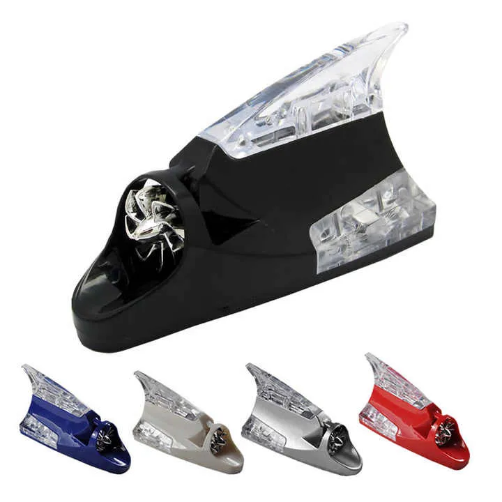 كشافات خلفية للسيارة تعمل على شكل زعانف شريط إضاءة أمامي للسيارة مزود بإضاءة LED Car Wind Wave Shark Fin Tail Light Taillight Antenna Power Tail Light Car Decoration Colorful LED Light