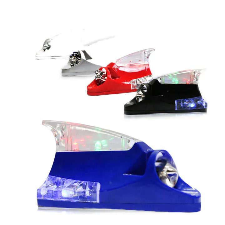 كشافات خلفية للسيارة تعمل على شكل زعانف شريط إضاءة أمامي للسيارة مزود بإضاءة LED Car Wind Wave Shark Fin Tail Light Taillight Antenna Power Tail Light Car Decoration Colorful LED Light