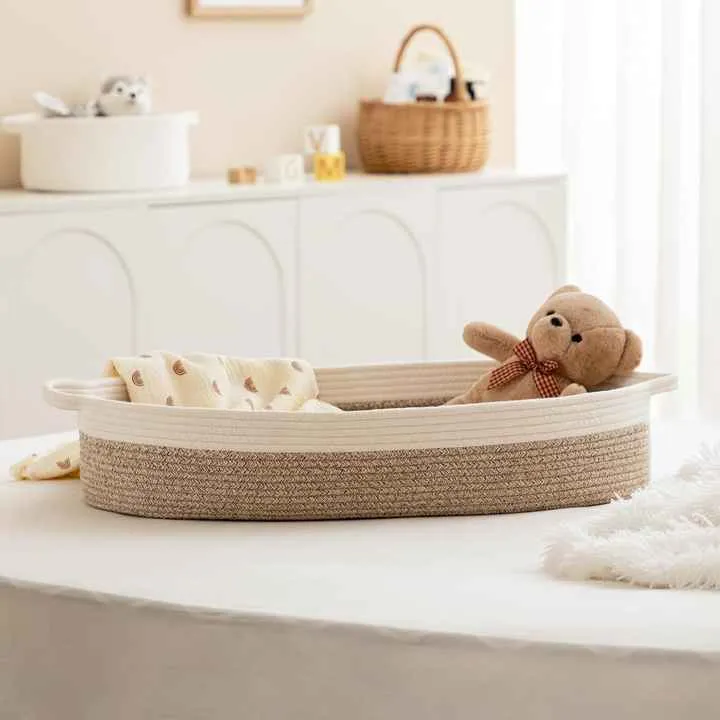 سلال مغيرة الجودة للأطفال حديثي الولادة مقاومة للماء من حبل قطني منسوج Quality Changing Baskets for Newborns, Waterproof, Woven Cotton Rope