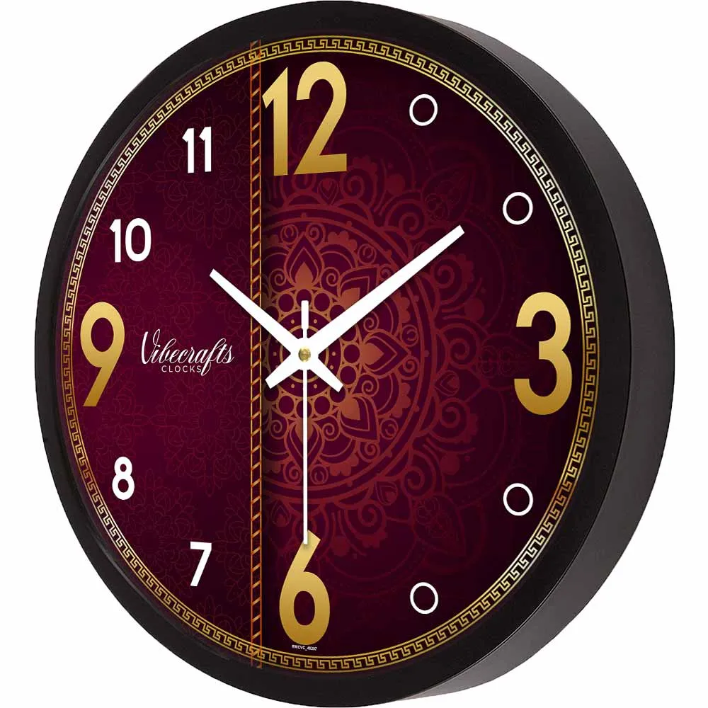 Beautiful Brown & Golden Pattern Designer Wall Clock
