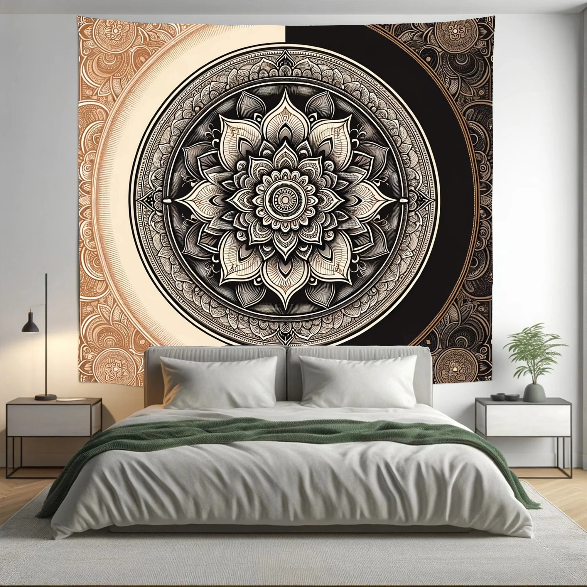 Bohemian Clouded Raven Indian Mandala Tapestry Psychedelic Wall Hanging Boho Decor
