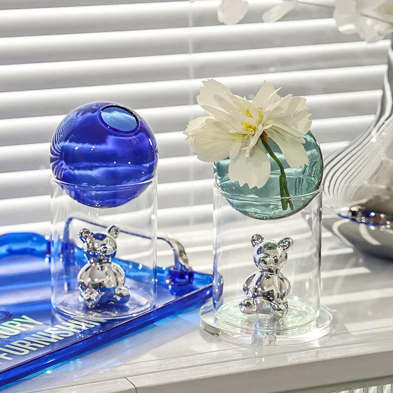 Charming Nordic Bubble Glass Bear Vase