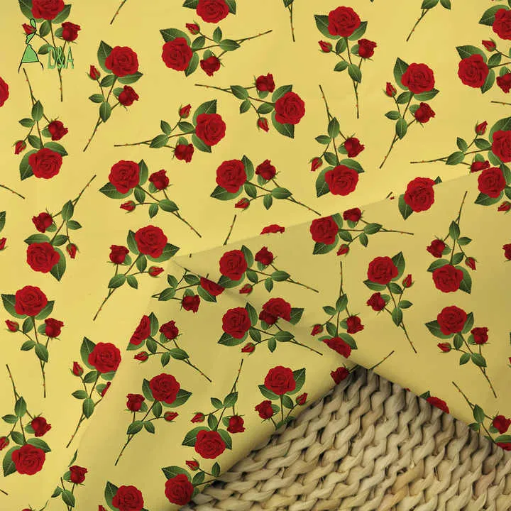 Colorful Small Roses Floral Printed Cotton-قماش قطني مطبوع
