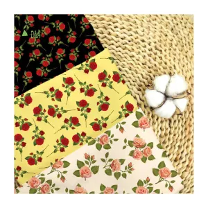 Colorful Small Roses Floral Printed Cotton-قماش قطني