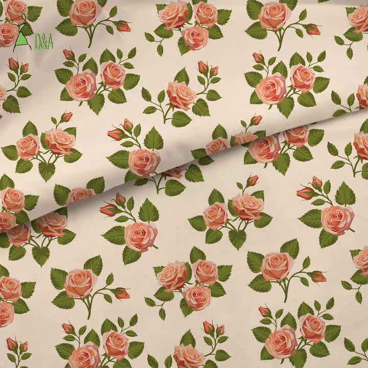 Colorful Small Roses Floral Printed Cotton-قماش قطني مطبوع