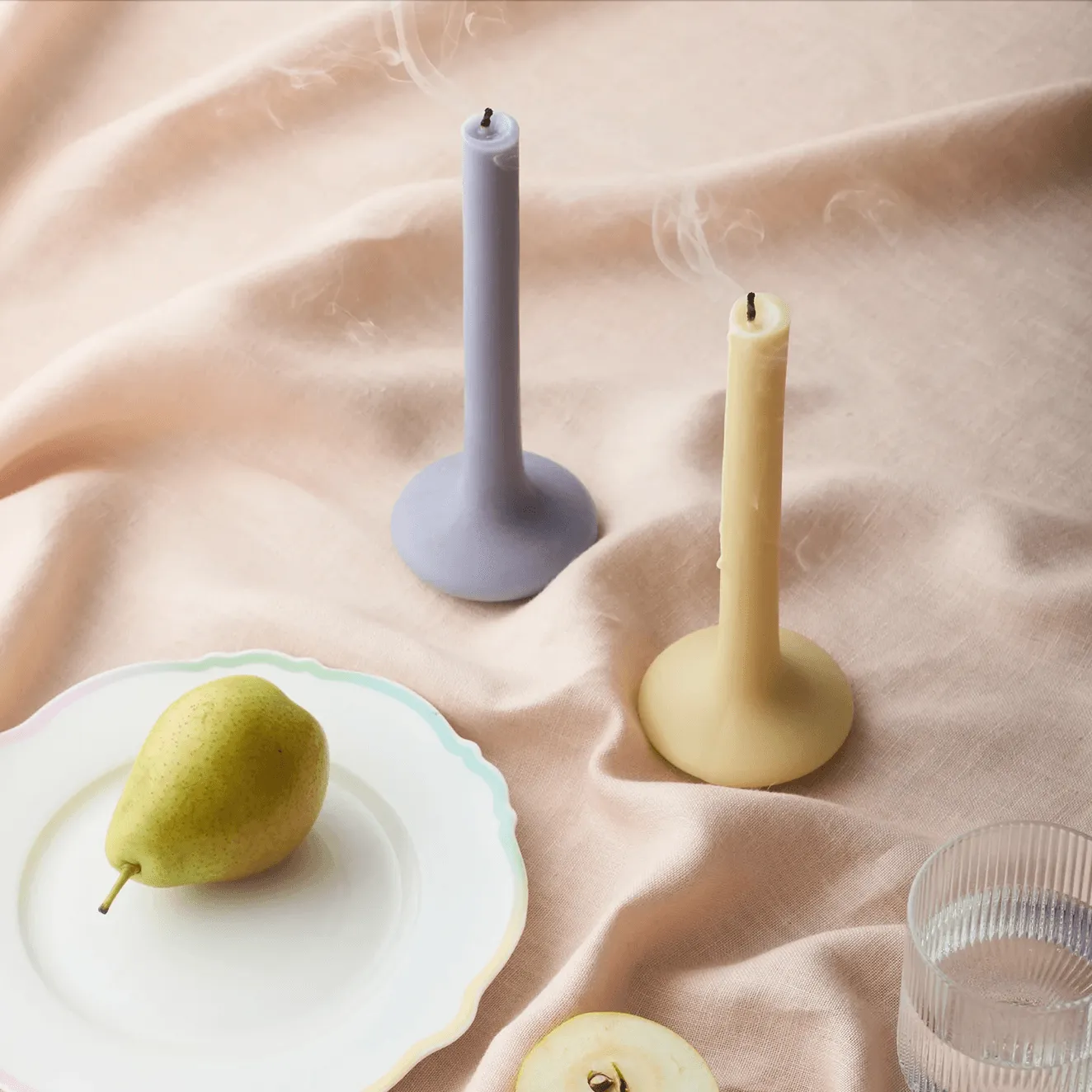 Goldie Sculptural Taper | Vanilla Set of 2