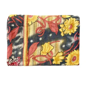 Indian Handmade Reversible Vintage Kantha Quilt Bedspread Chitra
