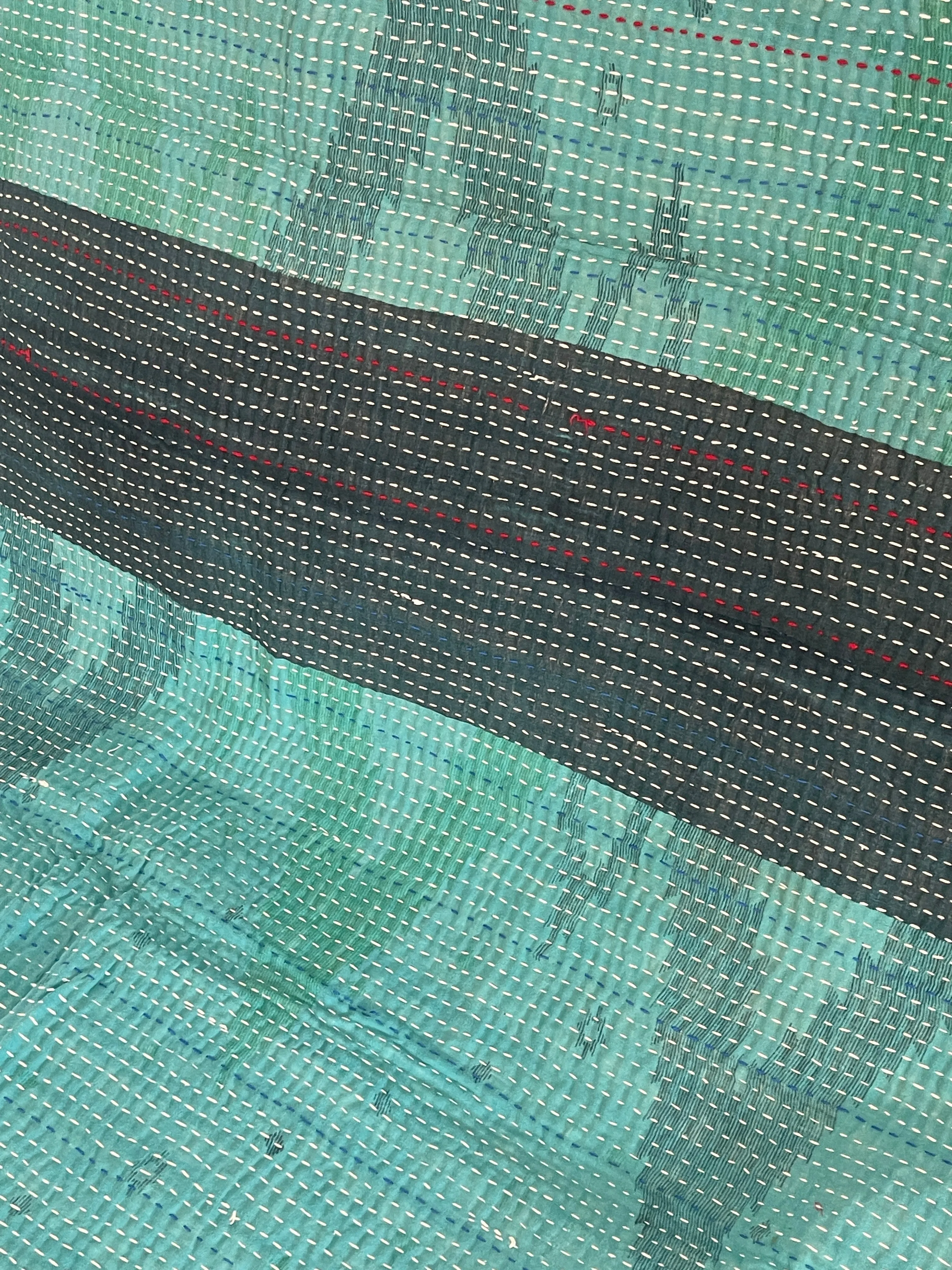 Indian Handmade Reversible Vintage Kantha Quilt Bedspread Sonia