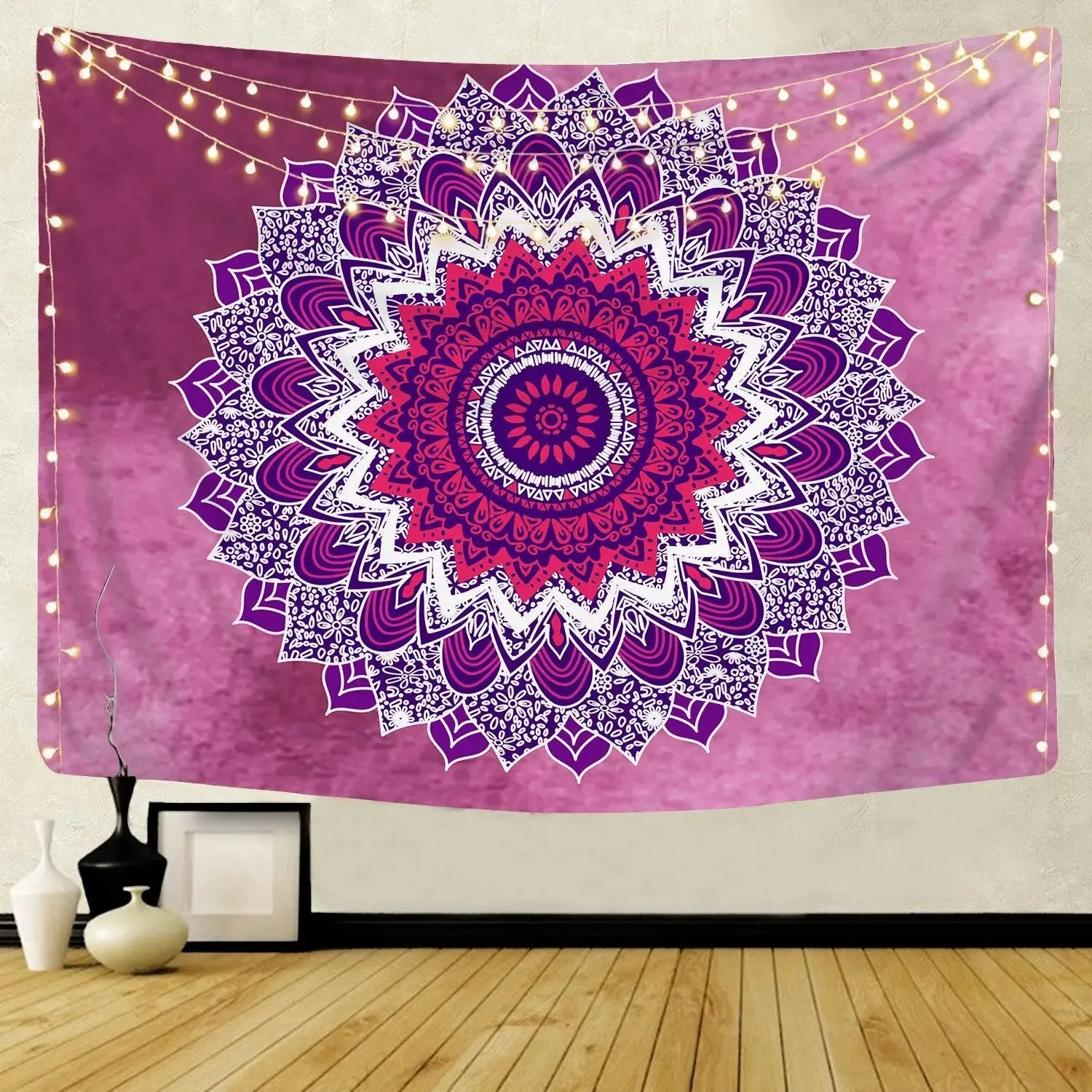 Indian Mandala Tapestry Psychedelic Passion Pink Wall Hanging Boho Decor