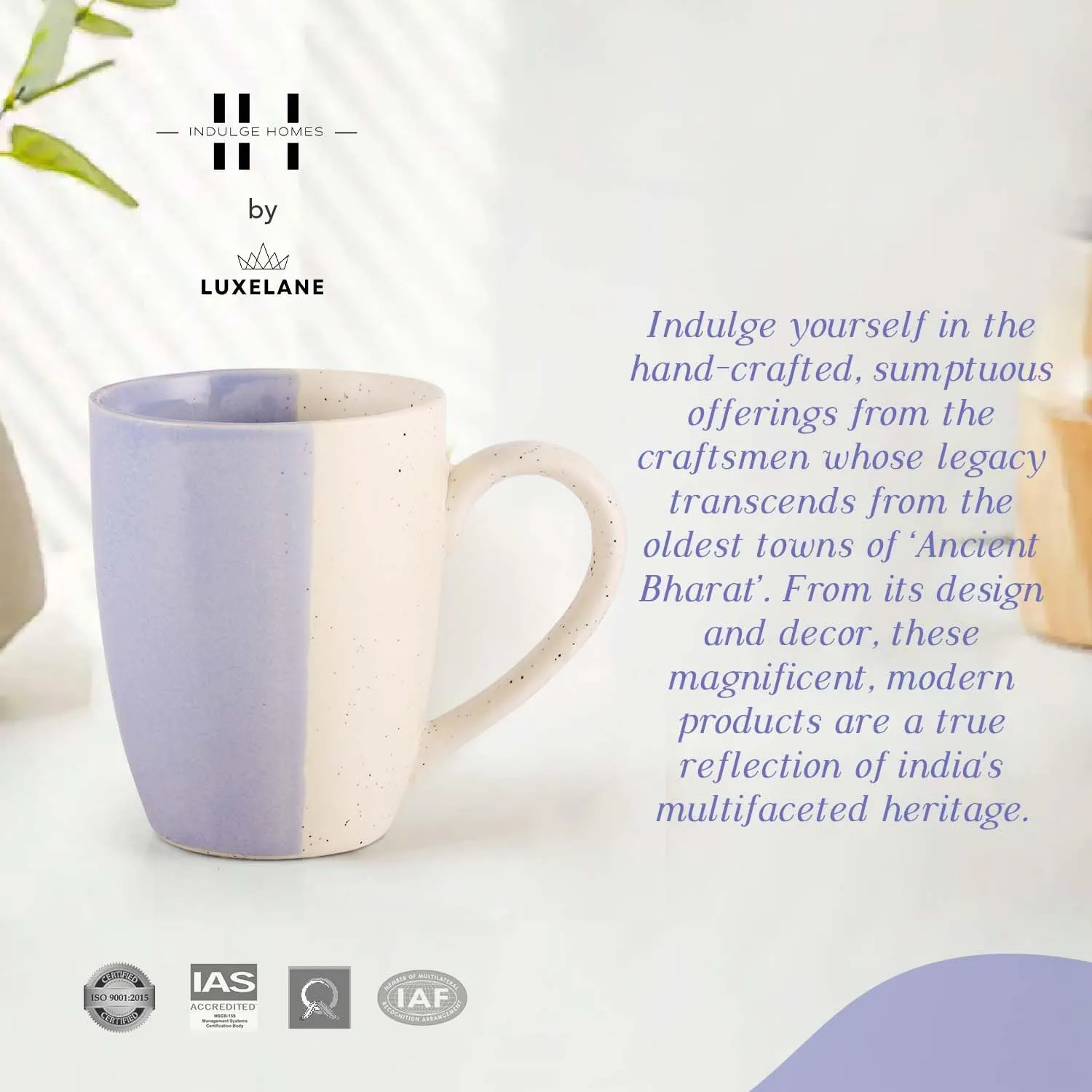 Indulge Homes 'Dual Soft Tone' Stoneware Ceramic Coffee Mug Microwave Safe Dishwasher Safe Modern Coffee Mugs with Handle for Tea Coffee Latte Cappuccino (300 ml, Set of 6)