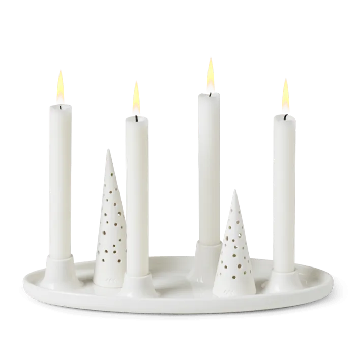 Kähler Nobili Oval Advent Candle Holder, Snow White, H: 6.1"