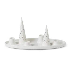 Kähler Nobili Oval Advent Candle Holder, Snow White, H: 6.1"