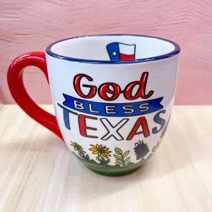 Longhorn God Bless Texas Mug