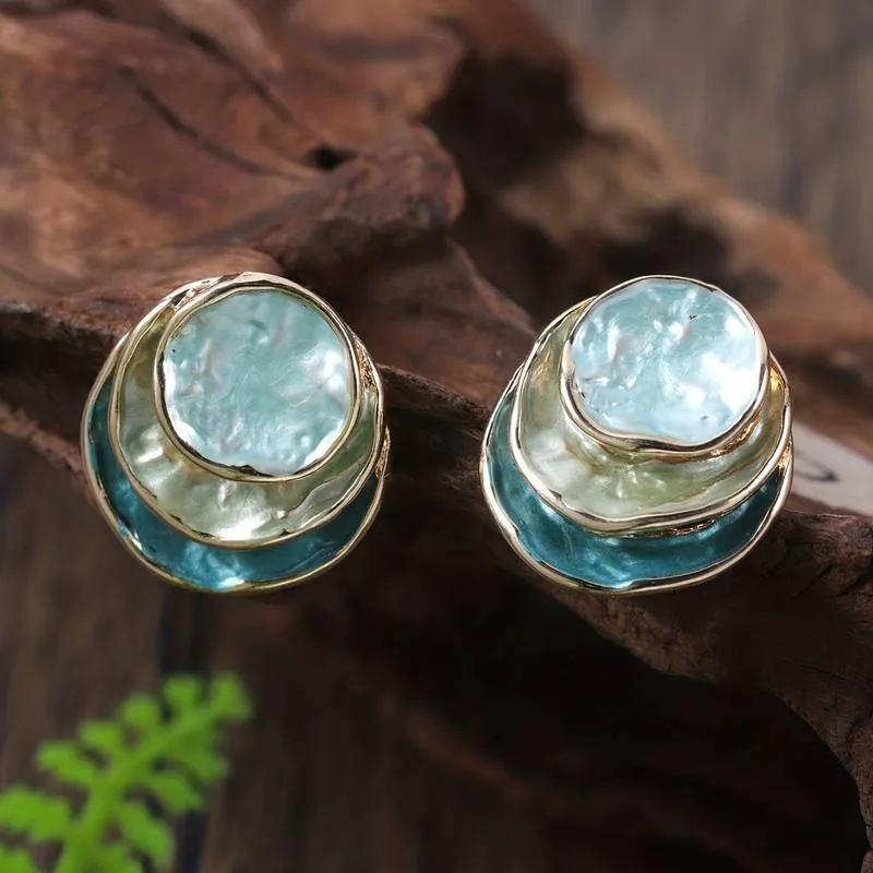 Ocean hand-painted earrings