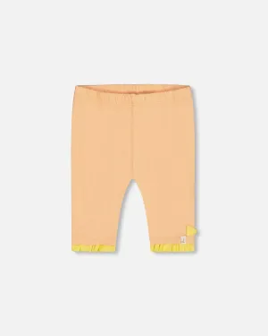 Organic Cotton Biker Short With Frills Light Orange And Yellow