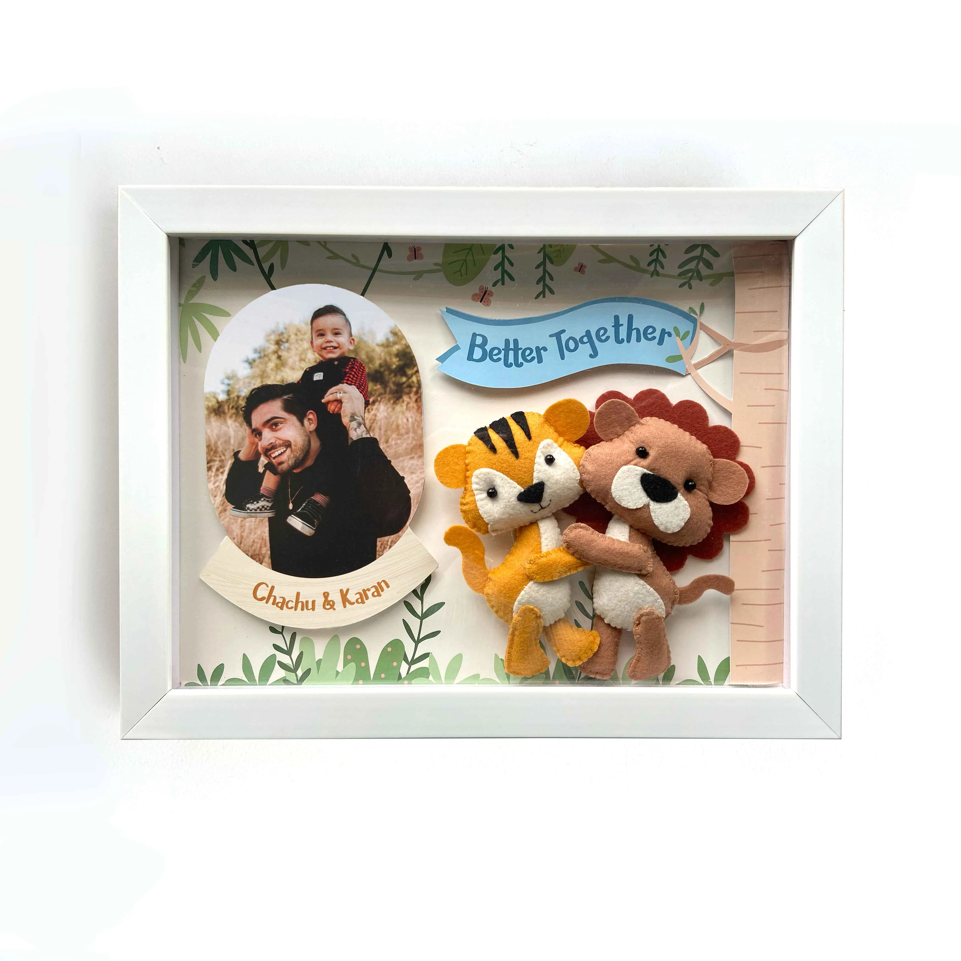 Personalised Siblings Shadow Box Frame - Jungle