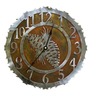 Pine Cone Handcrafted Rustic Metal Wall Clock - 12"