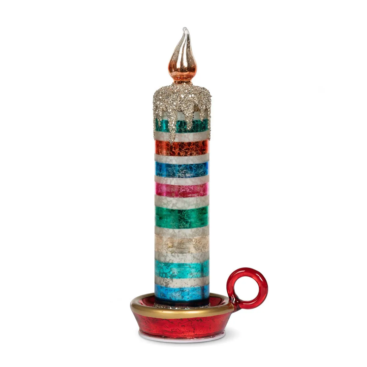 Retro Stripe Glass Tabletop Candle - 2 Sizes