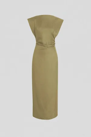 Silk Jacquard Dress - Olive