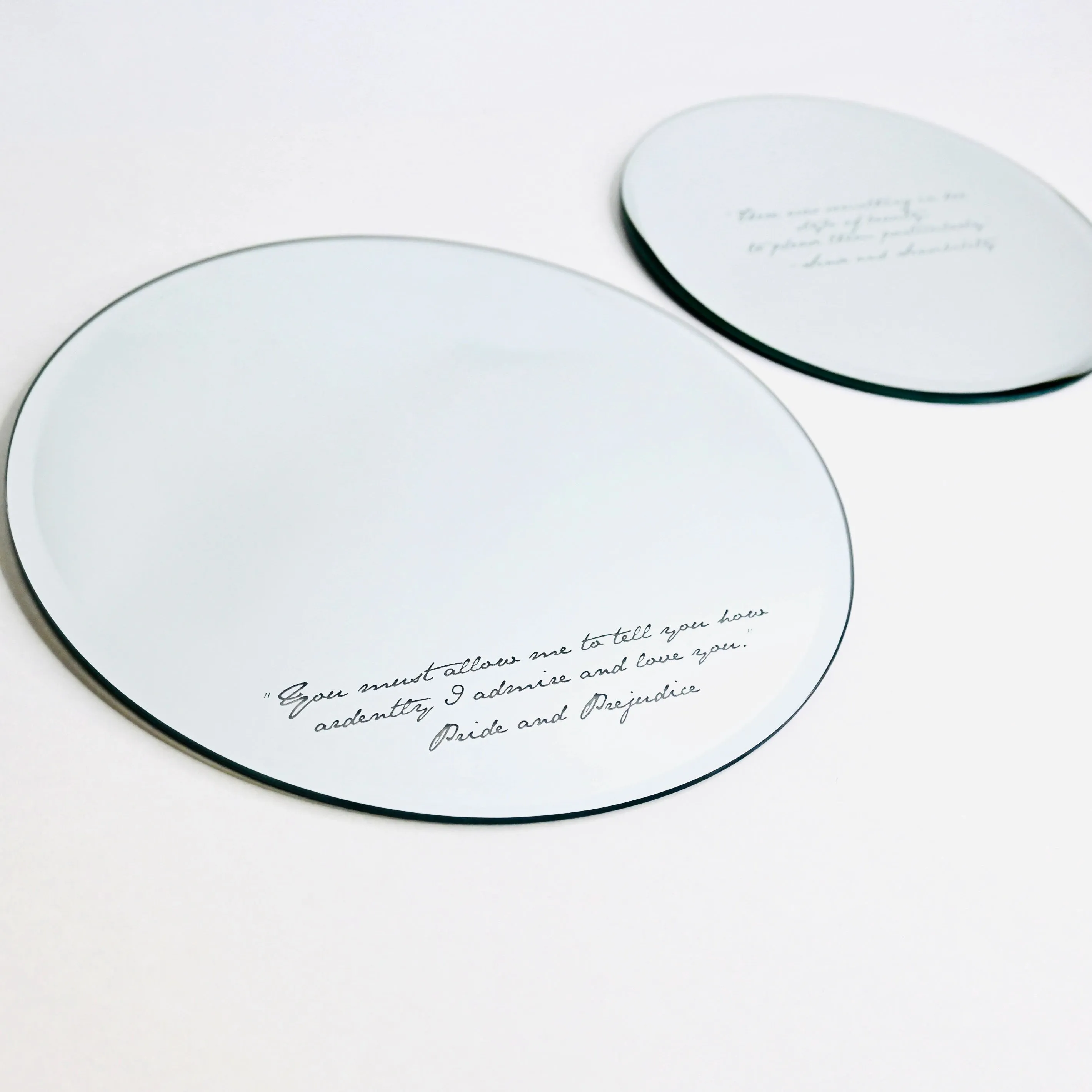 Small Round Wall Mirror with Sense & Sensibility Quote