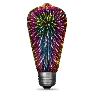 ST19 Infinity 3D Fireworks Effect LED Bulb, 2 Watts, E26, Prismatic White, Non-dimmable