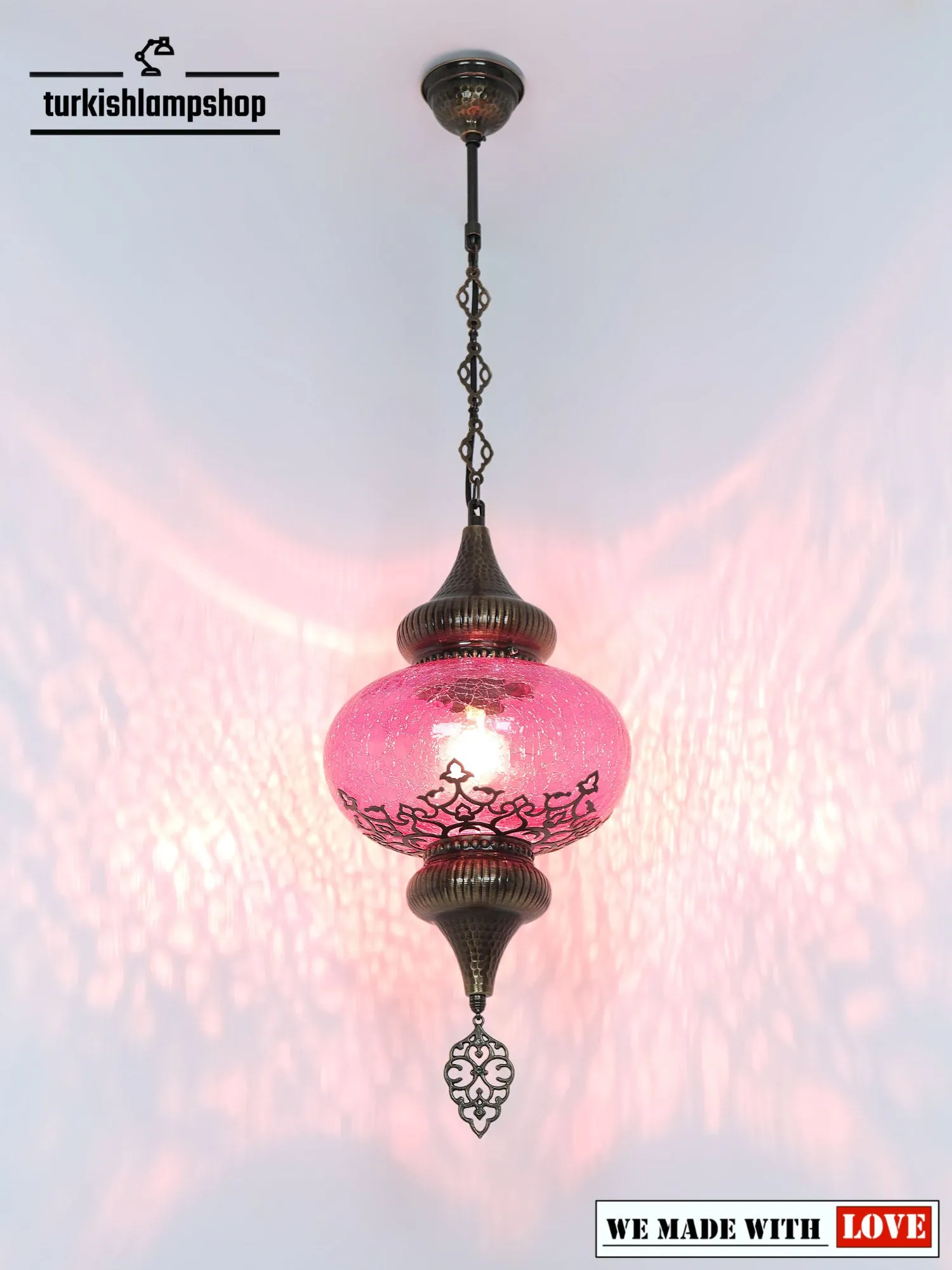 Turkish Design Hanging Lamp Cracked Glass Laser Cut Pattern