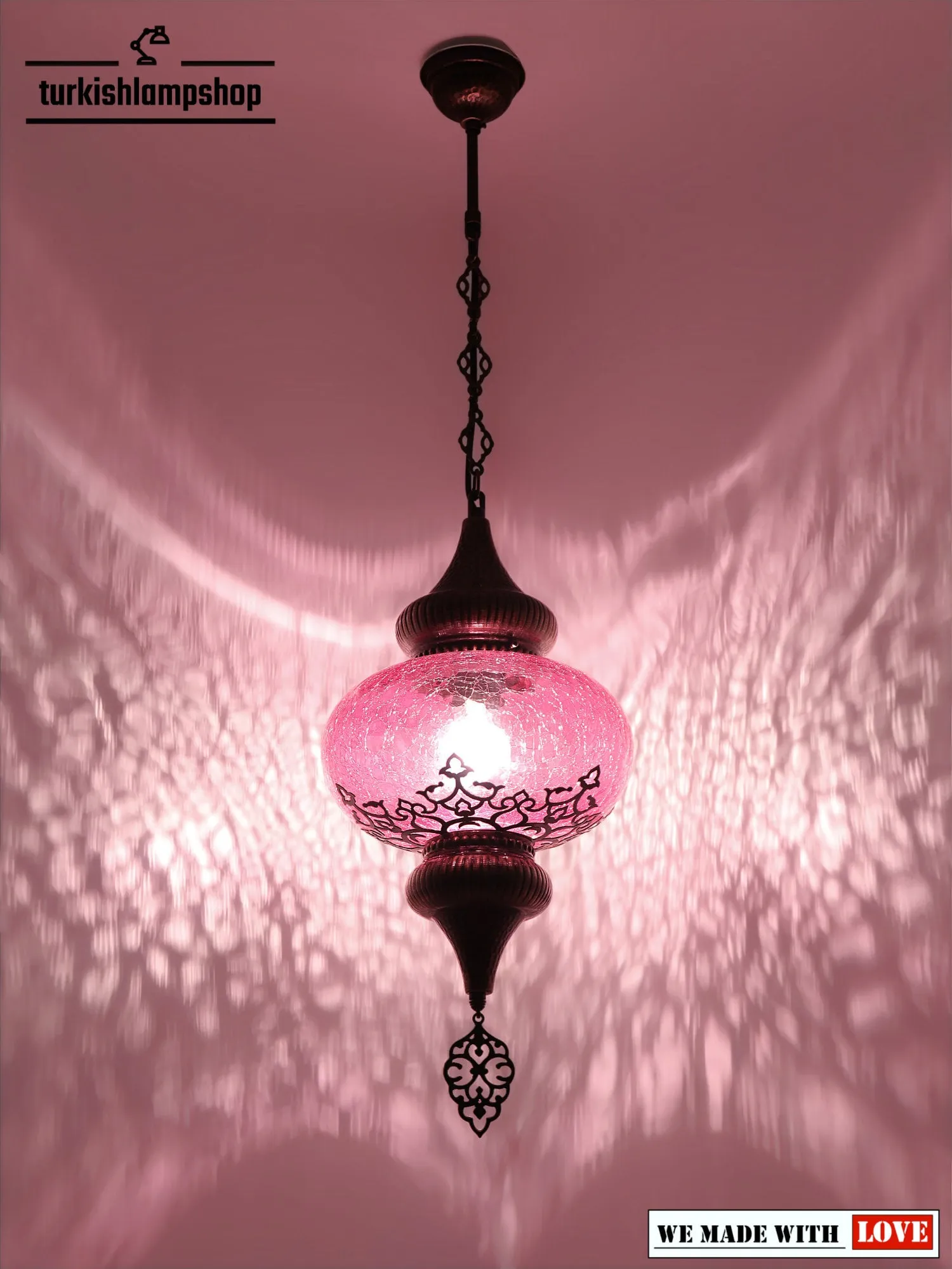 Turkish Design Hanging Lamp Cracked Glass Laser Cut Pattern