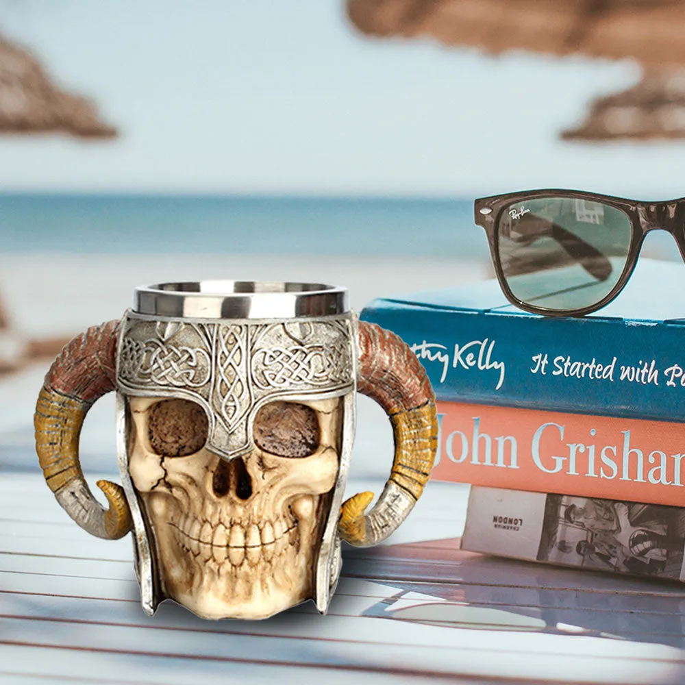 Viking Warrior Horned Skull Tankard